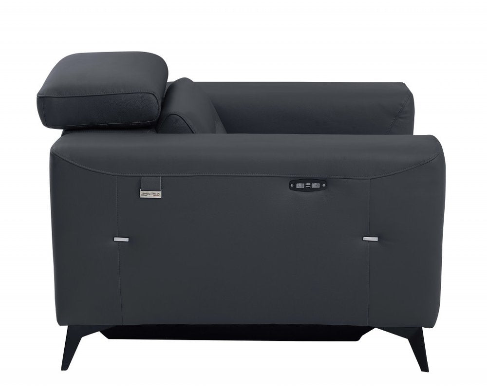 Modena 41" Charcoal Italian Leather Power Recliner