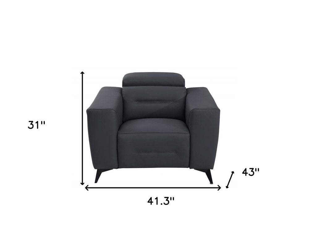 Modena 41" Charcoal Italian Leather Power Recliner