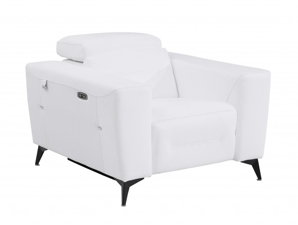 Lorenzo 41" White Italian Leather Power Recliner
