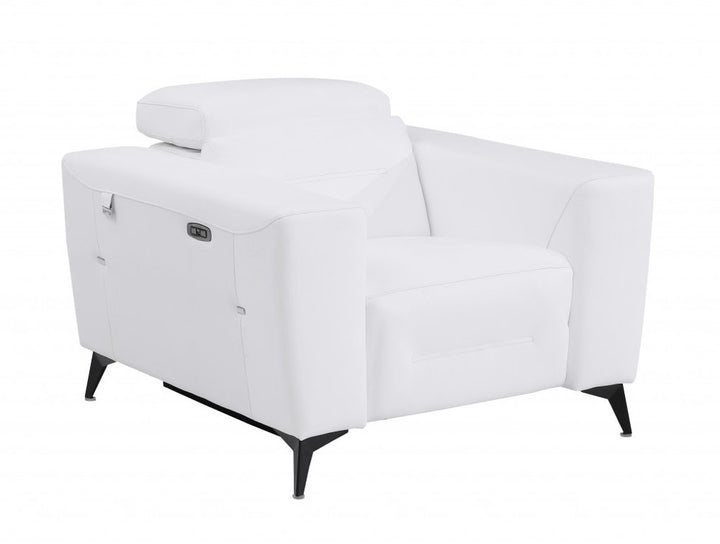 Lorenzo 41" White Italian Leather Power Recliner
