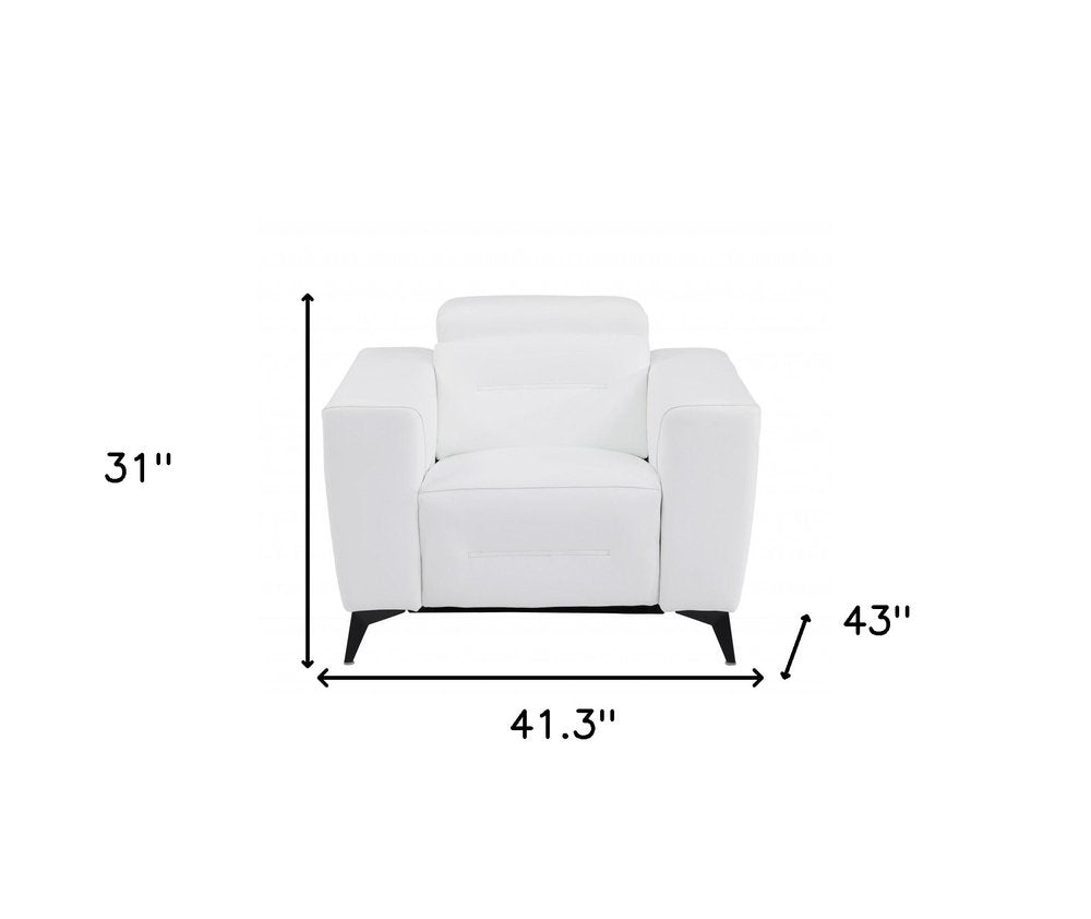Lorenzo 41" White Italian Leather Power Recliner