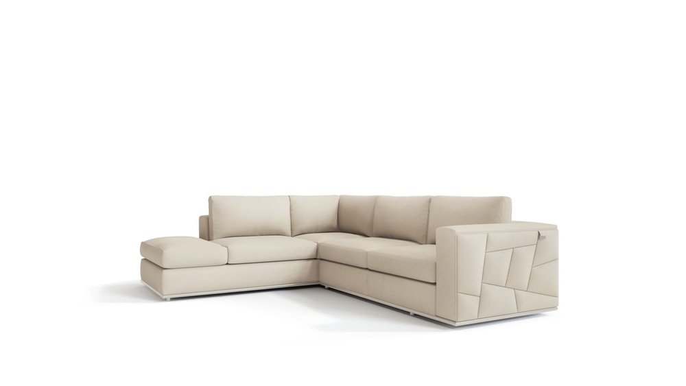 Sorrento 117″ Beige Italian Leather Reclining L-Shaped 2-Piece Corner Sectional with Storage