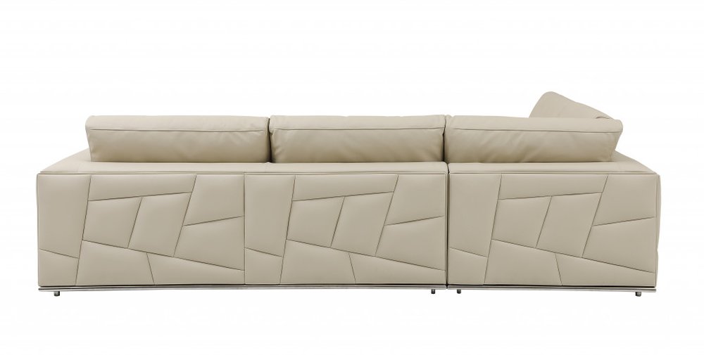 Sorrento 117″ Beige Italian Leather Reclining L-Shaped 2-Piece Corner Sectional with Storage
