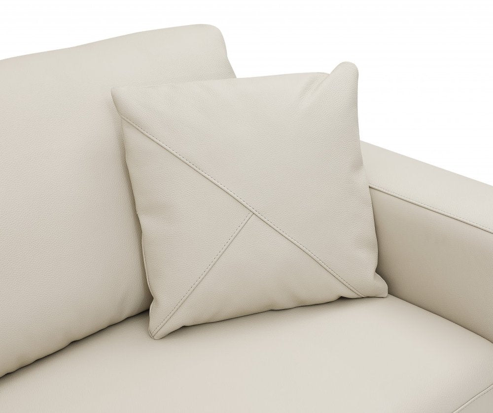 Elise Beige Italian Top Grain Leather 2-Piece Reclining L-Shaped Sectional with Storage