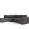 Laurent Dark Gray Italian Top Grain Leather 2-Piece L-Shaped Sectional with Silver Legs