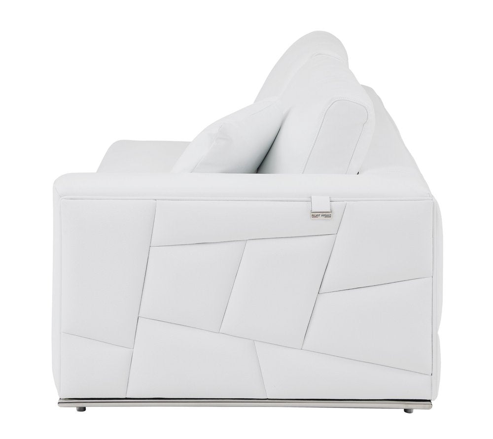 Giulia White Italian Top Grain Leather 2-Piece Reclining Sectional with Storage and Silver Legs