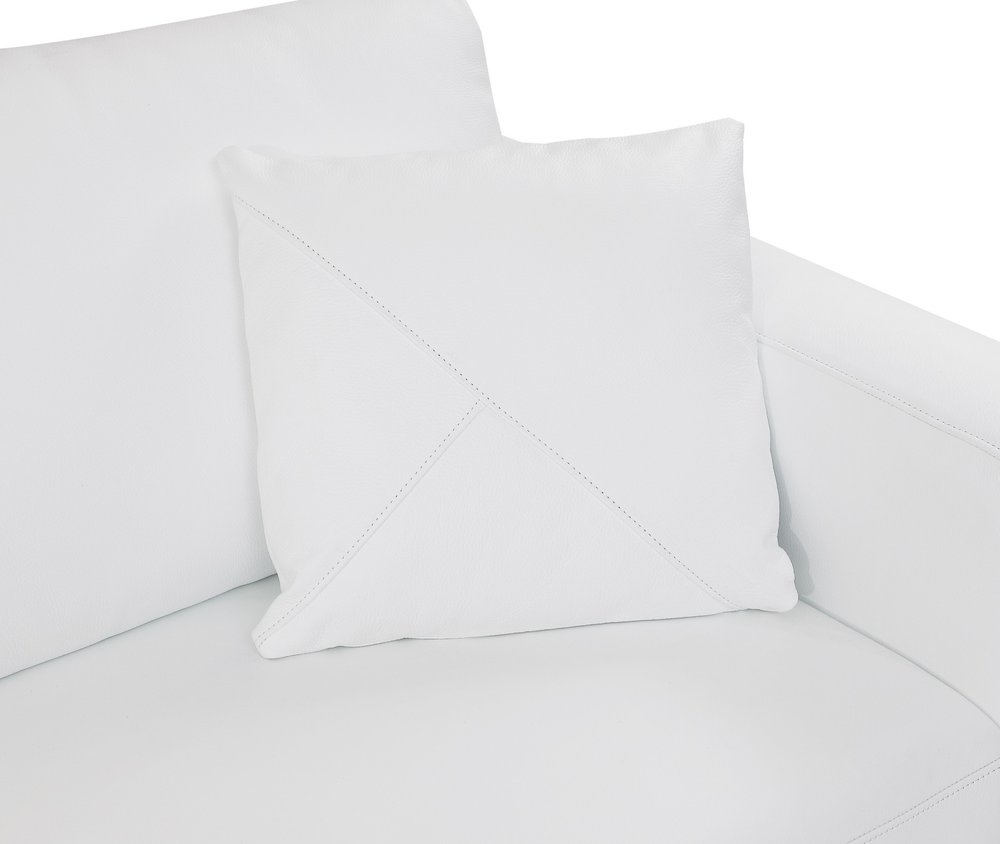 Giulia White Italian Top Grain Leather 2-Piece Reclining Sectional with Storage and Silver Legs