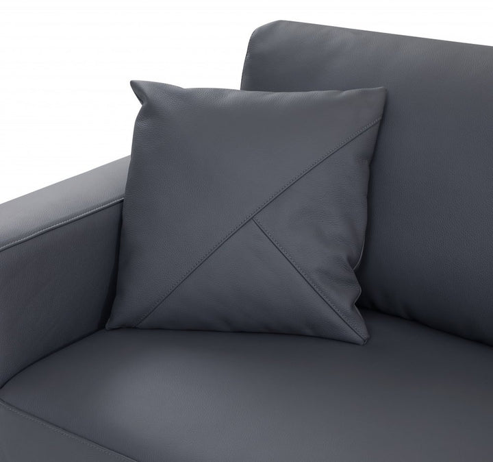 Dario Dark Gray Italian Top Grain Leather 2-Piece Reclining Sectional with Storage and Silver Legs
