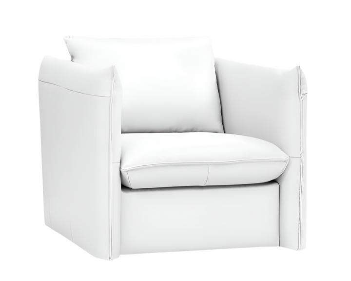 Modena 36" White Genuine Leather Swivel Lounge Chair with Silver Base