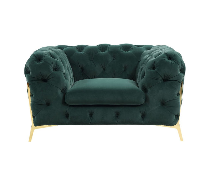 Savona 50" Emerald Velvet Tufted Club Chair with Gold Legs