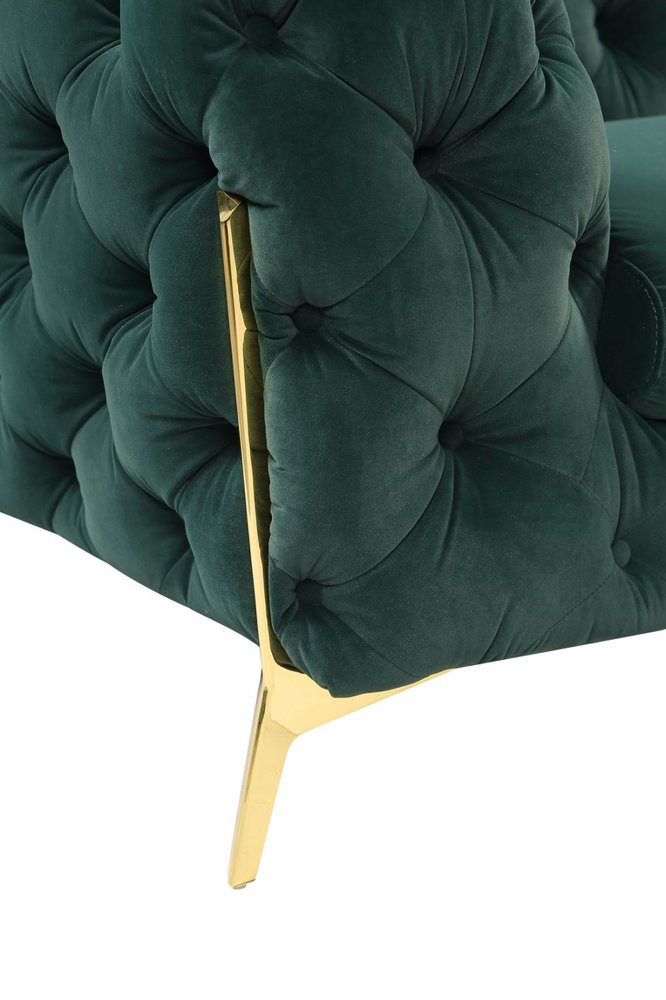 Savona 50" Emerald Velvet Tufted Club Chair with Gold Legs