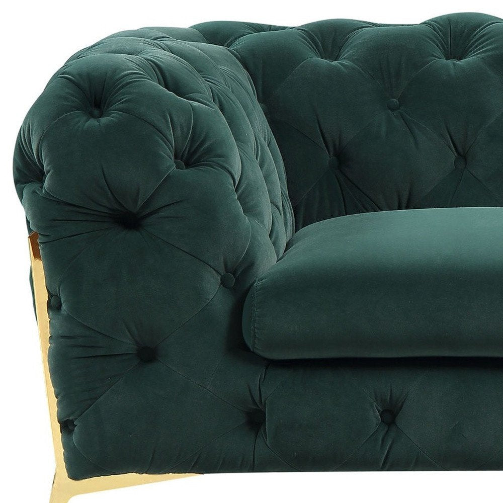 Savona 50" Emerald Velvet Tufted Club Chair with Gold Legs