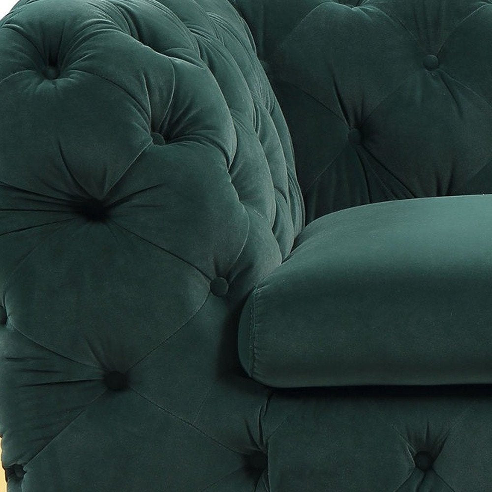 Savona 50" Emerald Velvet Tufted Club Chair with Gold Legs