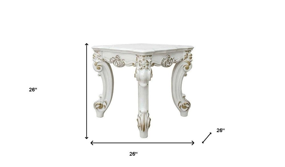 Savoy 26" Antique Pearl Square Accent Table