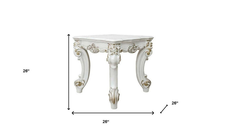 Savoy 26" Antique Pearl Square Accent Table