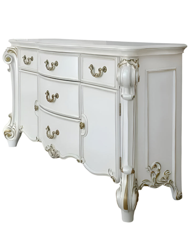 Éloise 71" Pearl Solid Wood Five Drawer Triple Dresser