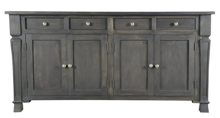 Clermont 72" Dark Gray Solid Wood Sideboard with Drawers and Shelves
