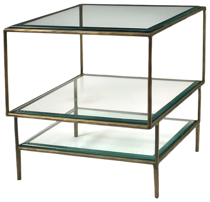 Aurelia 20" Bronze and Glass Tiered Square End Table