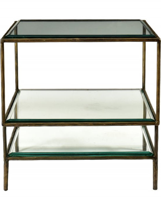 Aurelia 20" Bronze and Glass Tiered Square End Table