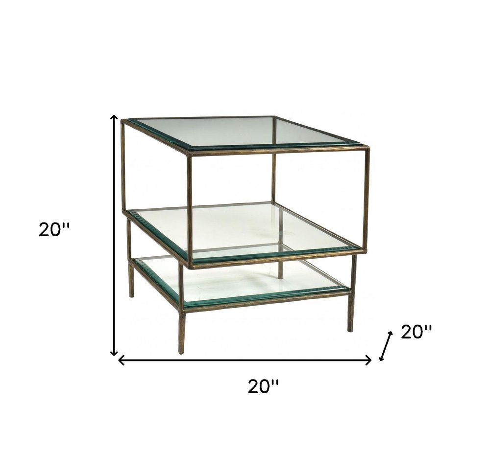 Aurelia 20" Bronze and Glass Tiered Square End Table