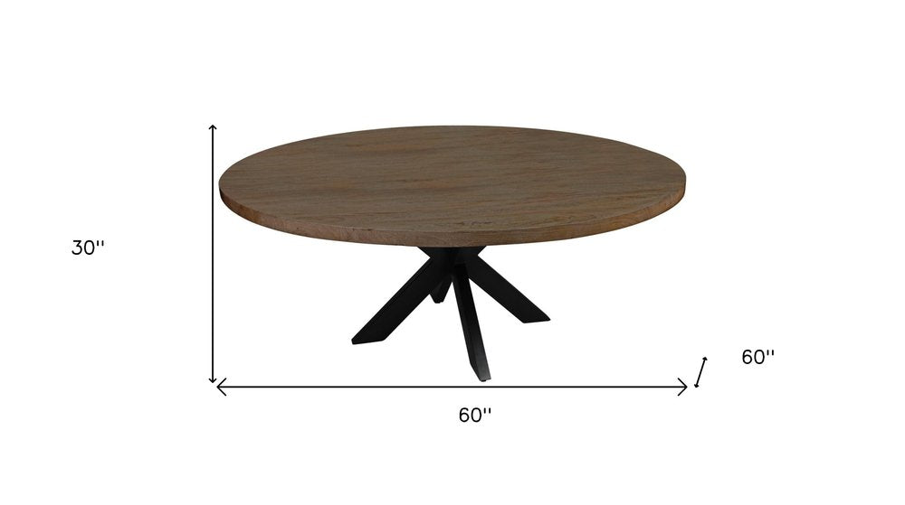 Calais 60" Gray Beige Solid Wood and Iron Round Dining Table
