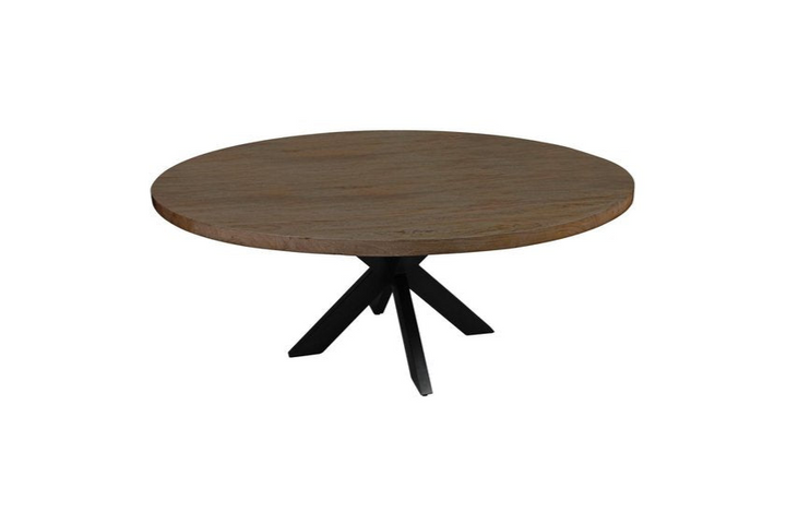Calais 60" Gray Beige Solid Wood and Iron Round Dining Table