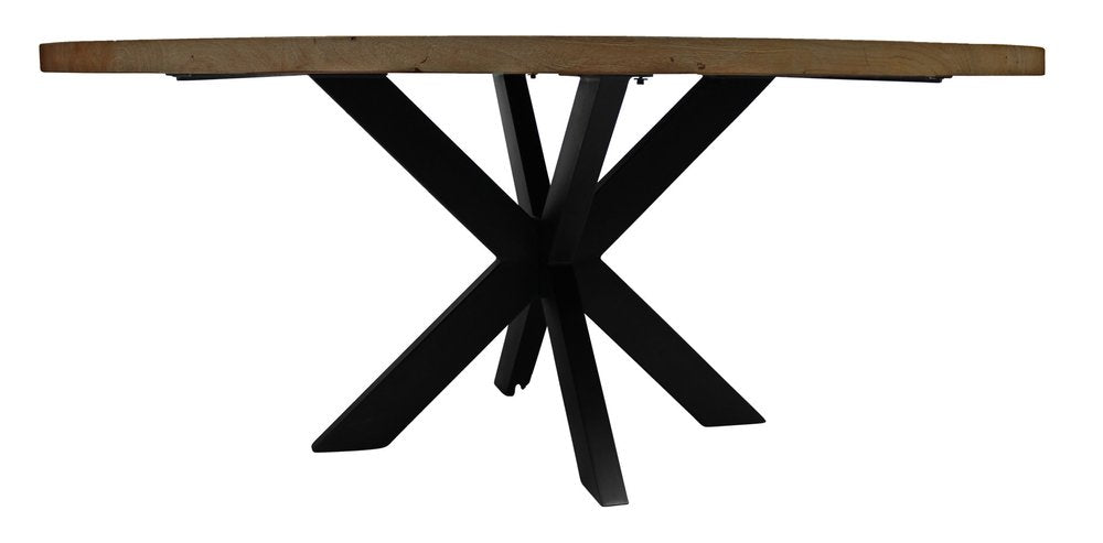 Calais 60" Gray Beige Solid Wood and Iron Round Dining Table