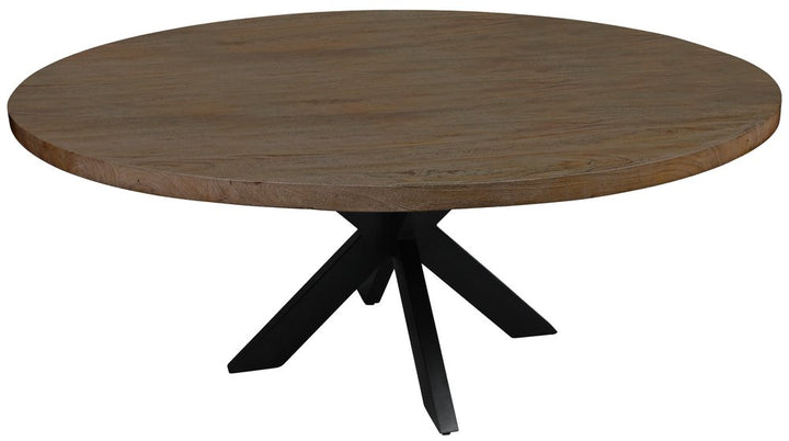 Calais 60" Gray Beige Solid Wood and Iron Round Dining Table