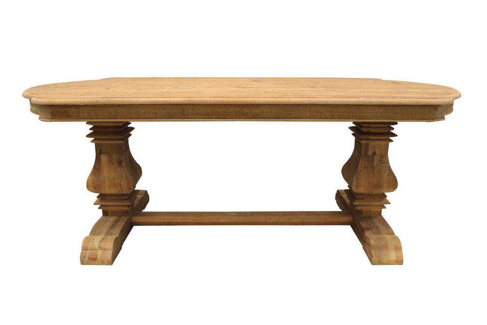 Avignon 84" Natural Solid Wood Trestle Base Dining Table