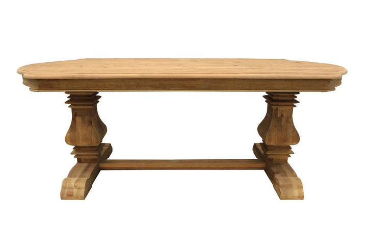 Avignon 84" Natural Solid Wood Trestle Base Dining Table