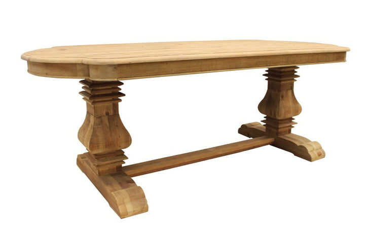 Avignon 84" Natural Solid Wood Trestle Base Dining Table