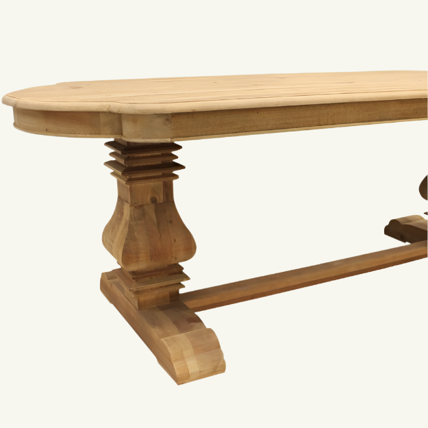 Avignon 84" Natural Solid Wood Trestle Base Dining Table