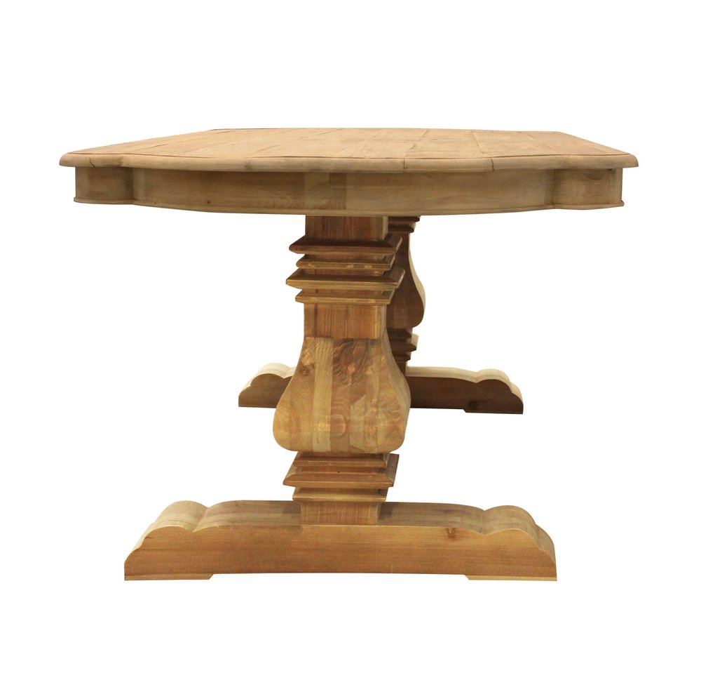 Avignon 84" Natural Solid Wood Trestle Base Dining Table