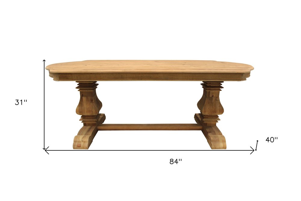 Avignon 84" Natural Solid Wood Trestle Base Dining Table
