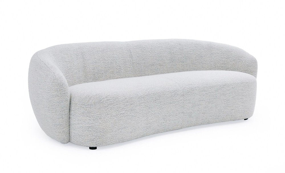 90" Off-White Upholstered Sofa with Black Metal Legs