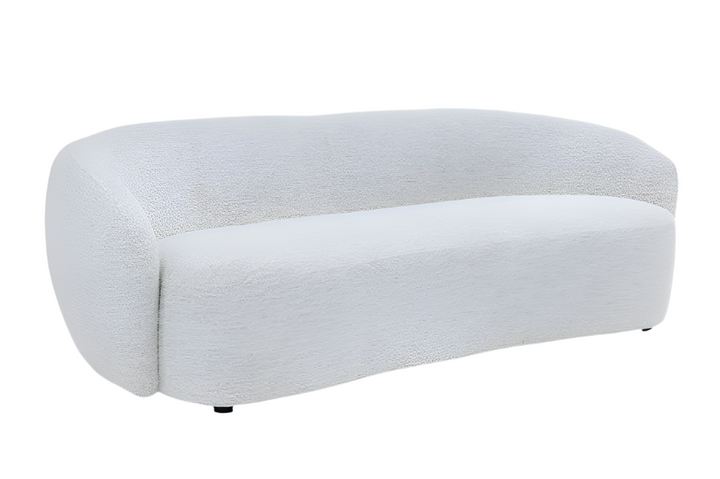 90" Off-White Upholstered Sofa with Black Metal Legs