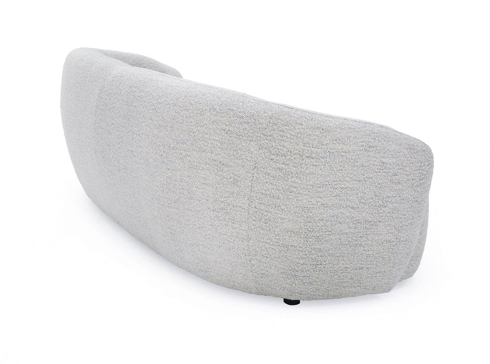 90" Off-White Upholstered Sofa with Black Metal Legs