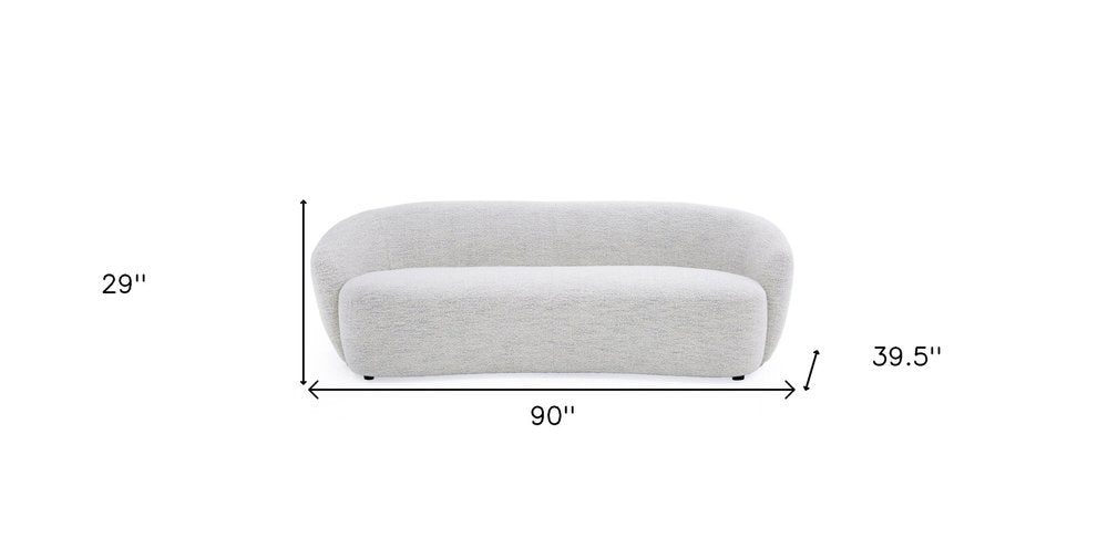90" Off-White Upholstered Sofa with Black Metal Legs