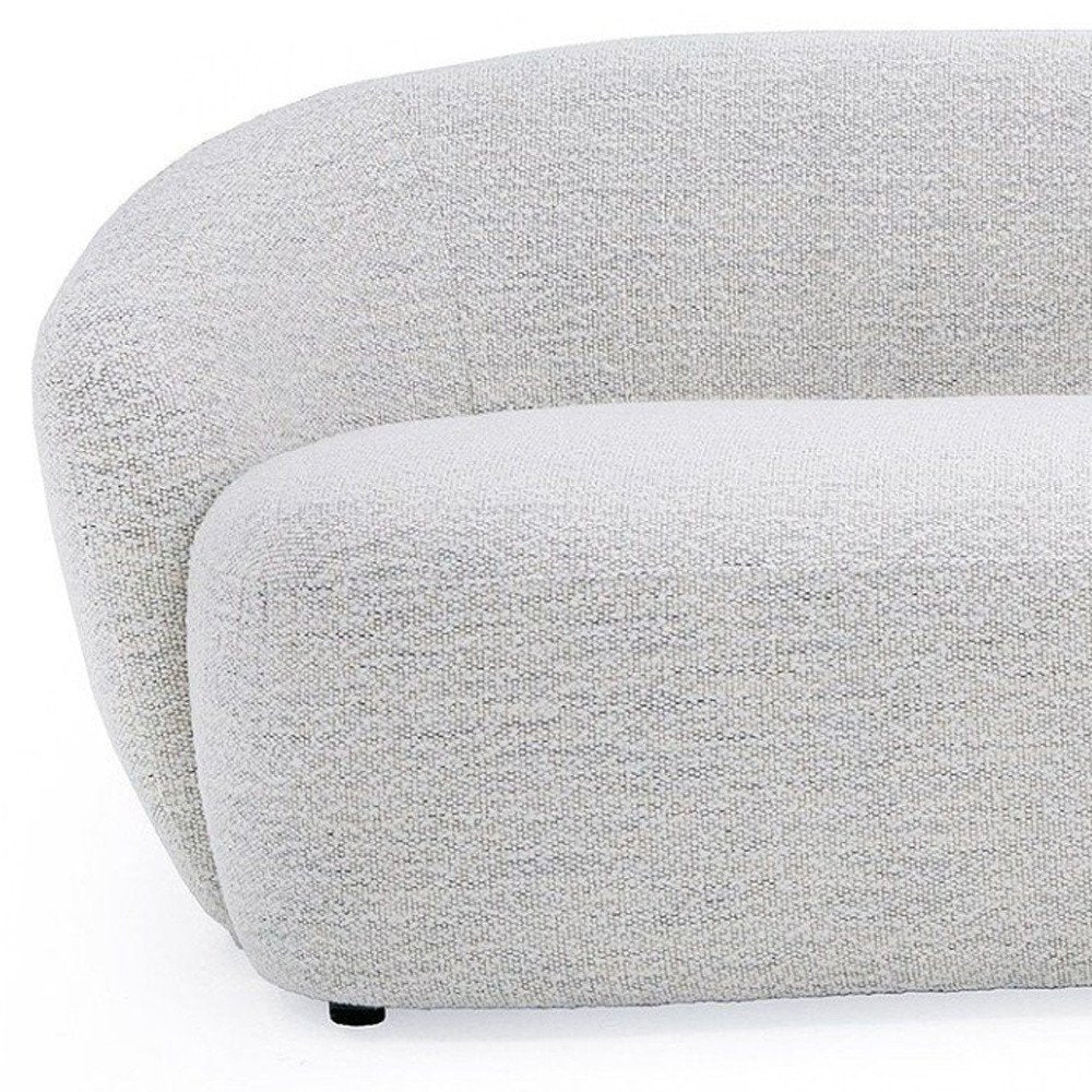 90" Off-White Upholstered Sofa with Black Metal Legs
