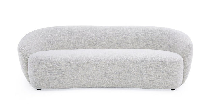 90" Off-White Upholstered Sofa with Black Metal Legs
