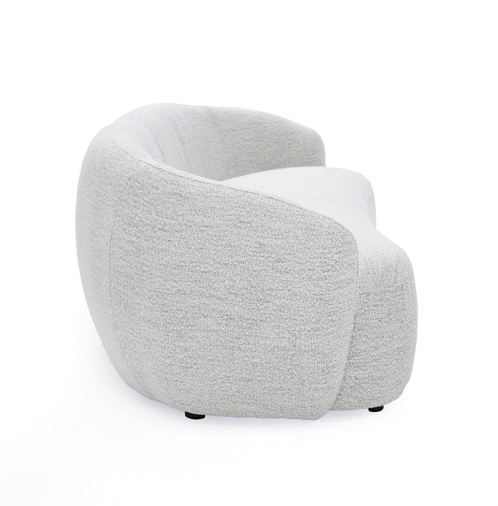 90" Off-White Upholstered Sofa with Black Metal Legs