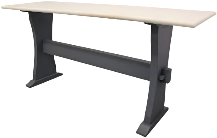 St. Moritz 70" Ivory Marble and Black Solid Wood Trestle Console Table
