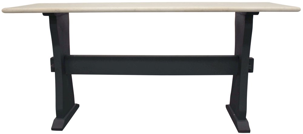 St. Moritz 70" Ivory Marble and Black Solid Wood Trestle Console Table