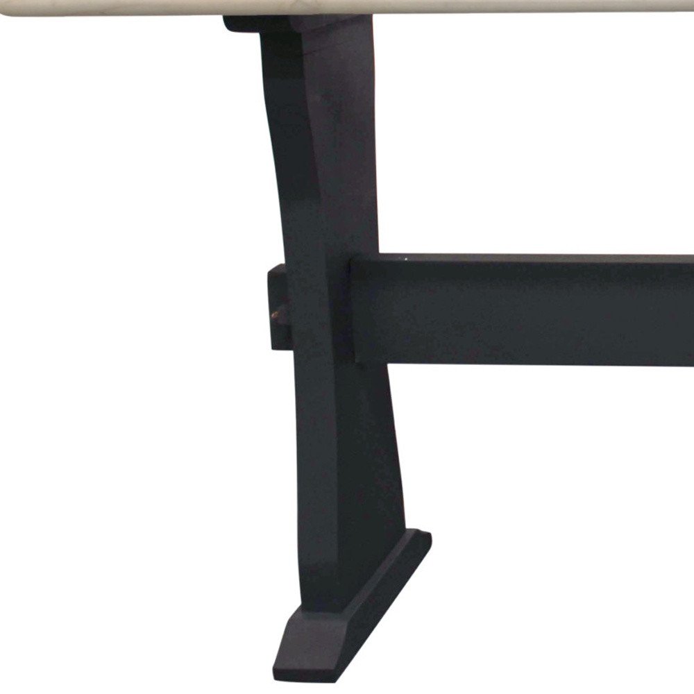 St. Moritz 70" Ivory Marble and Black Solid Wood Trestle Console Table