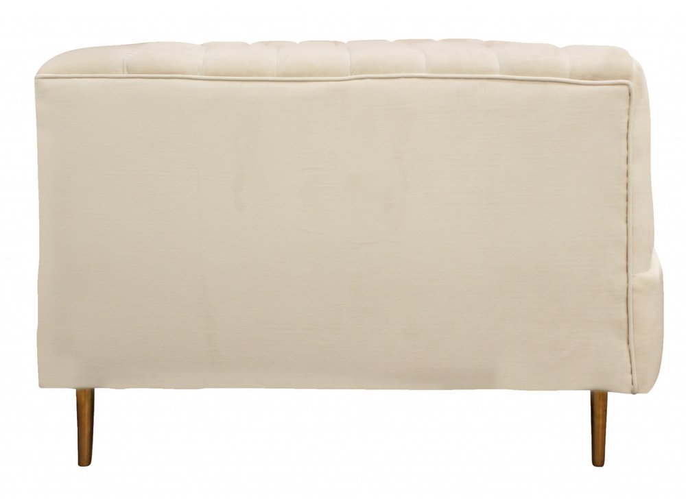 Amalfi 90″ Ivory Velvet Sofa with Toss Pillows & Gold Legs