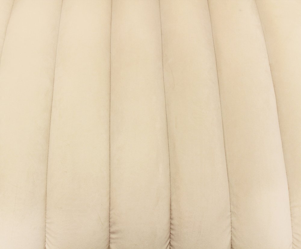 90" Ivory Velvet Sofa with Gold Legs and Toss Pillows
