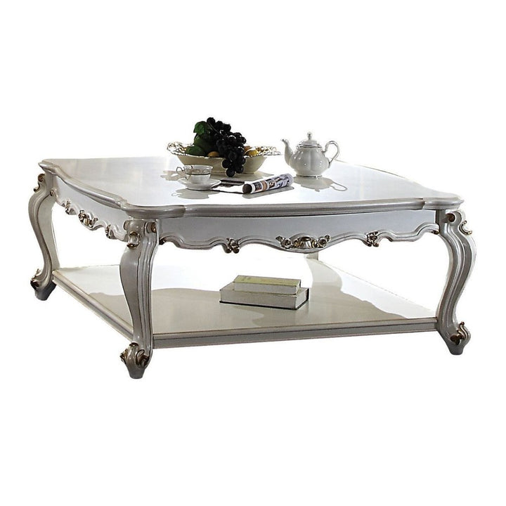 Elegant 47-Inch Pearl Rectangular Coffee Table with Shelf