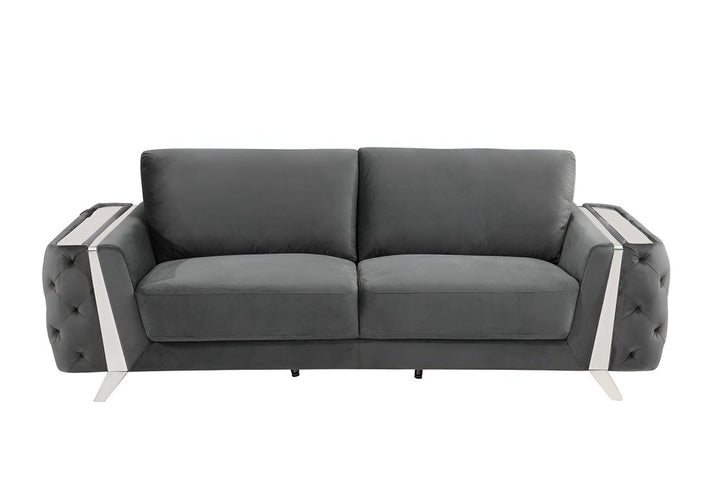 Éloise 90" Gray Velvet Sofa with Silver Legs