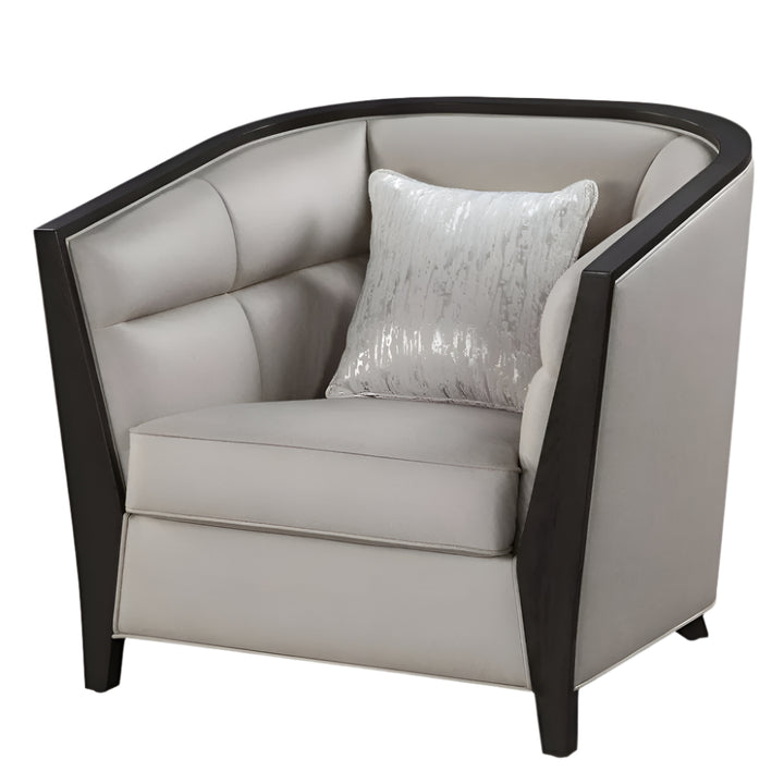 Aurelia 38" Beige Fabric Barrel Chair with Toss Pillow