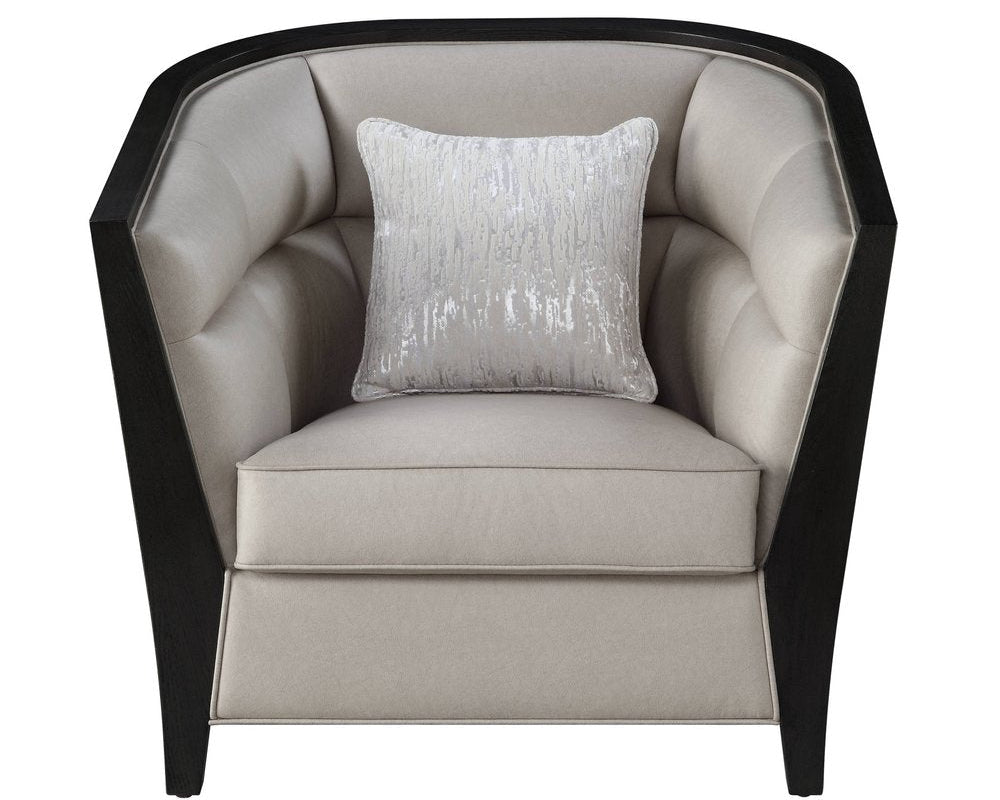 Aurelia 38" Beige Fabric Barrel Chair with Toss Pillow